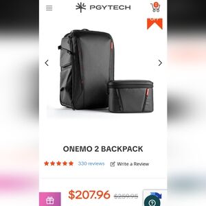 PGYTECH ONEMO 2 Black Backpack New With Tags